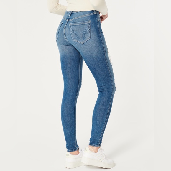 Hollister High Rise Crop Super Skinny Jeans Distressed Raw Hem 25” - Picture 3 of 17